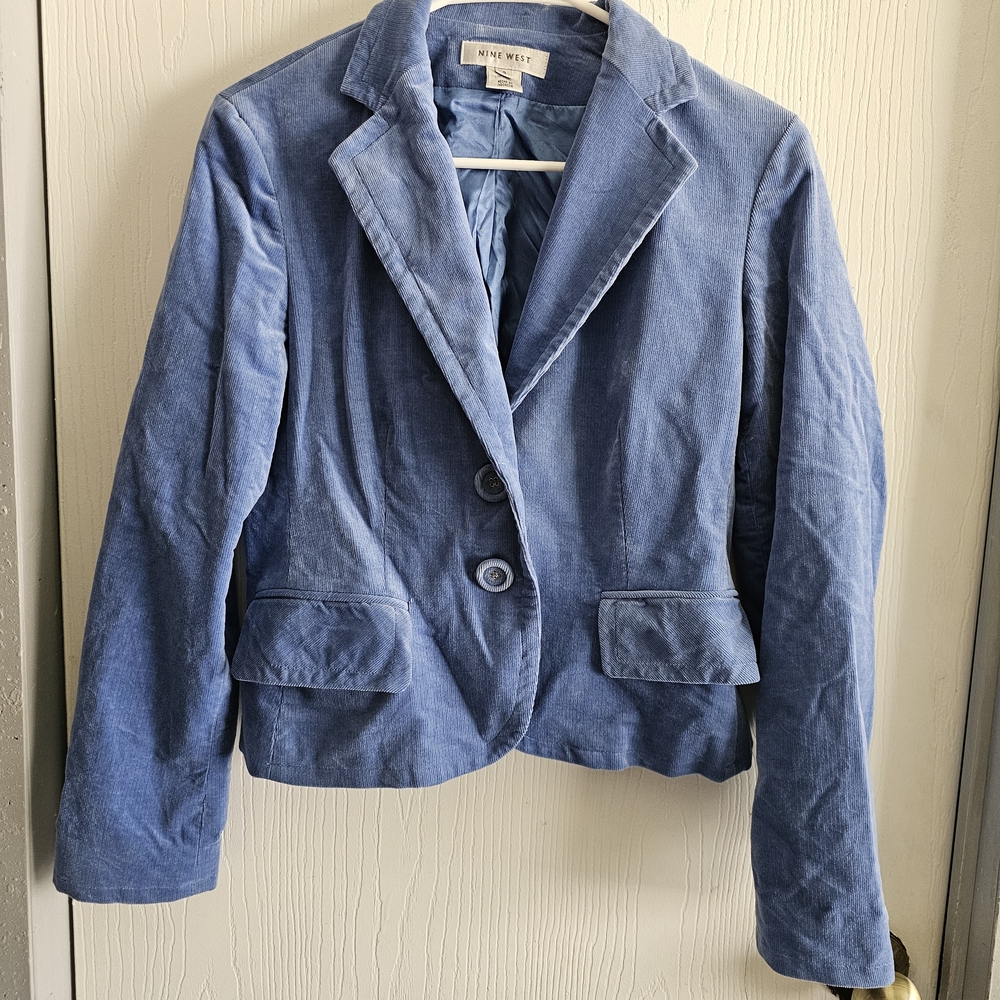 Nine West Classic Blue Blazer Cordoroy Sizz
